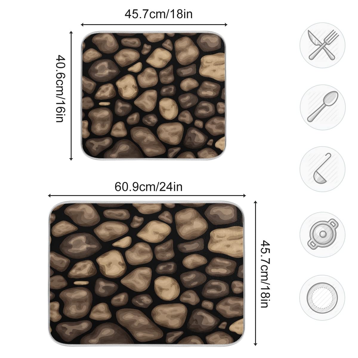 Tappetino per asciugare i piatti da cucina Assorbente Acqua Stoviglie Pad Protettivo Doppio Lato Uso Piatti Rack Mat 45,7 x 61 cm Adorabili Iguane verdi con Occhi Divertenti