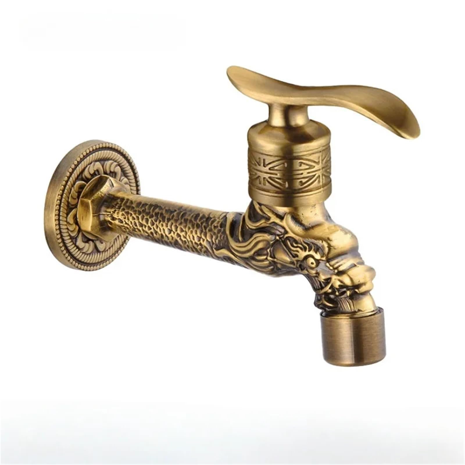Outside Tap Bibcocks Faucet Washing Machince Garden Tap Brass Dragon Mop Outdoor Cold(Tall A)