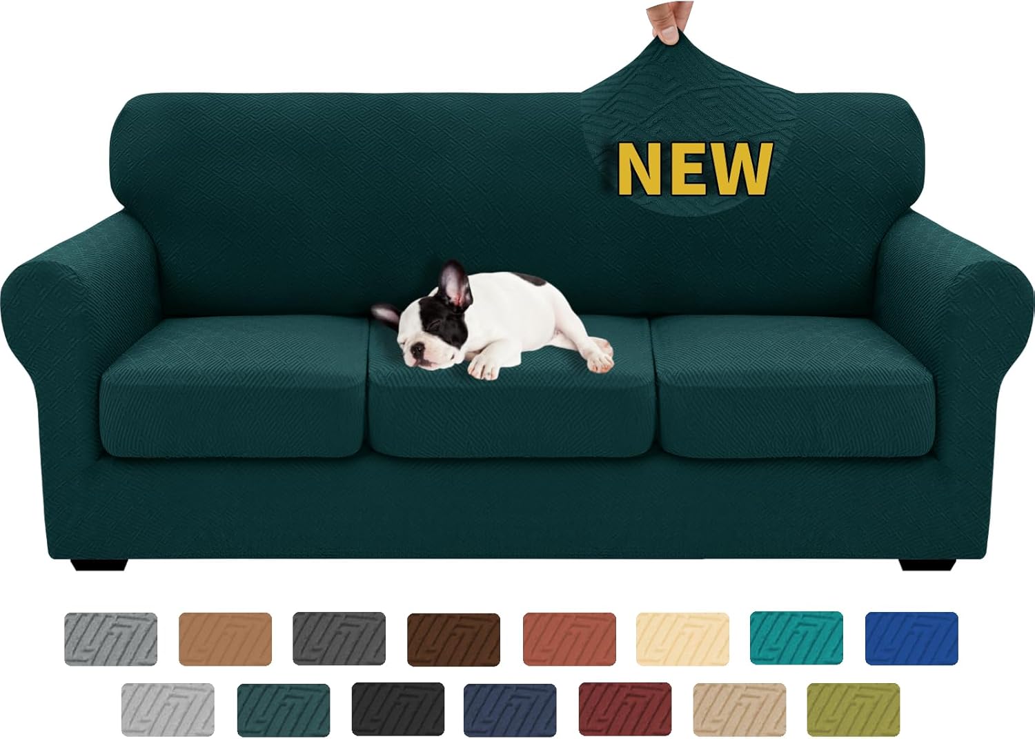 XINEAGE 2025 New 4 Pieces Couch Covers for 3 Cushion Couch Super Stretch Thick Soft Sofa Cover Anti Slip Sofa Slipcover Dogs Cats Furniture Protector (Blackish Green, 71"-91") 71"-91"(3 Cushions) Blackish Green