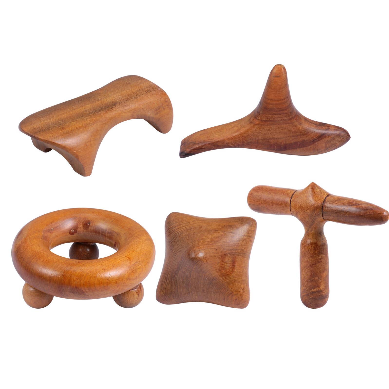 TOYANDONA 5 piezas Tableros Raspado Madera Gua Sha Triangular Ergonómico para Masaje Corporal Facial y Relajación Muscular Casa y Viaje