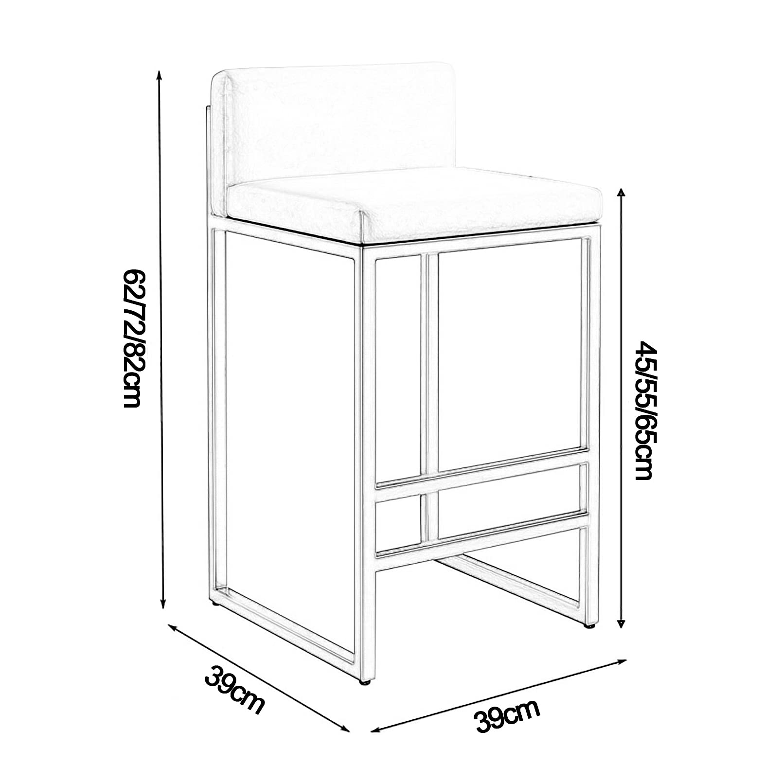 Sgabelli da bar ad altezza bancone con schienale, rivestimento in velluto e similpelle stile rustico, seduta da 65 cm, portata massima 200 kg, colore nero, ideali per banconi da cucina.