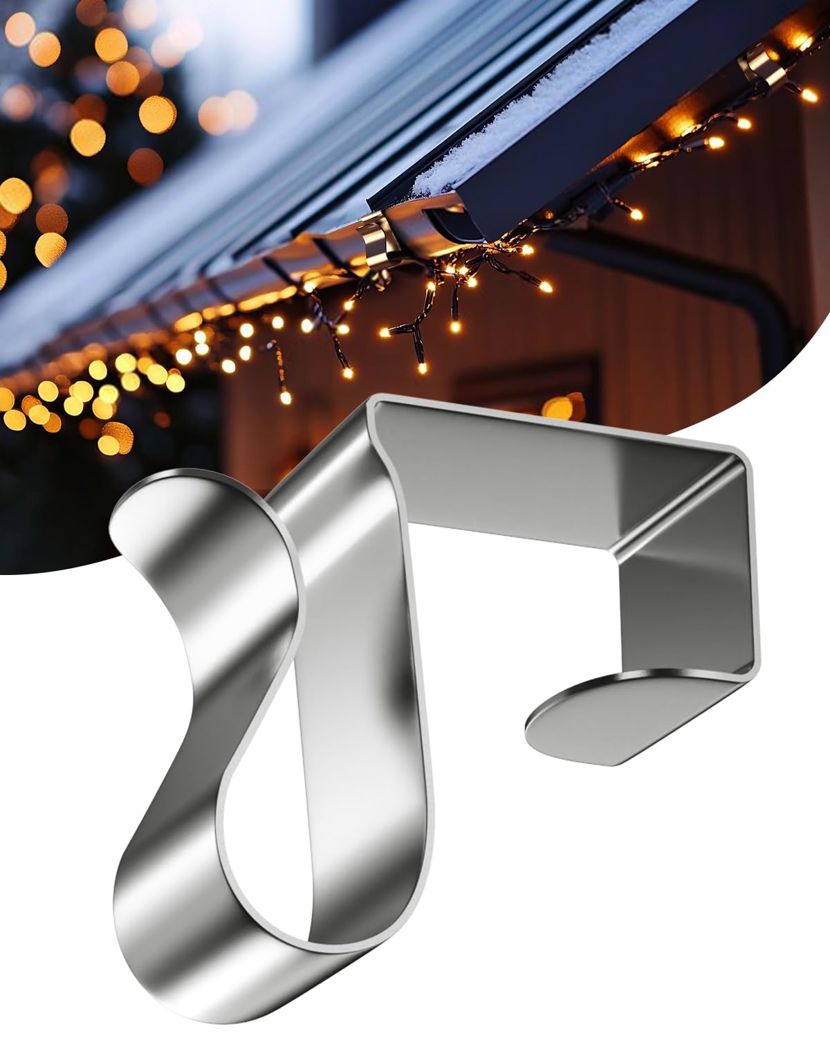 Gutter Clips for Hanging Outdoor Lights: 100 Pcs Metal Christmas Light Clips for outside String Lights - Weatherproof Gutter Clips for Xmas Halloween
