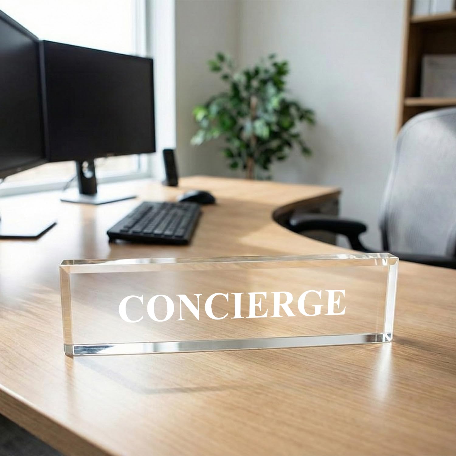Concierge - Acrílico transparente de 2 x 8 pulgadas, Cartel Personalizado, Decoración de Accesorios de Escritorio de Oficina