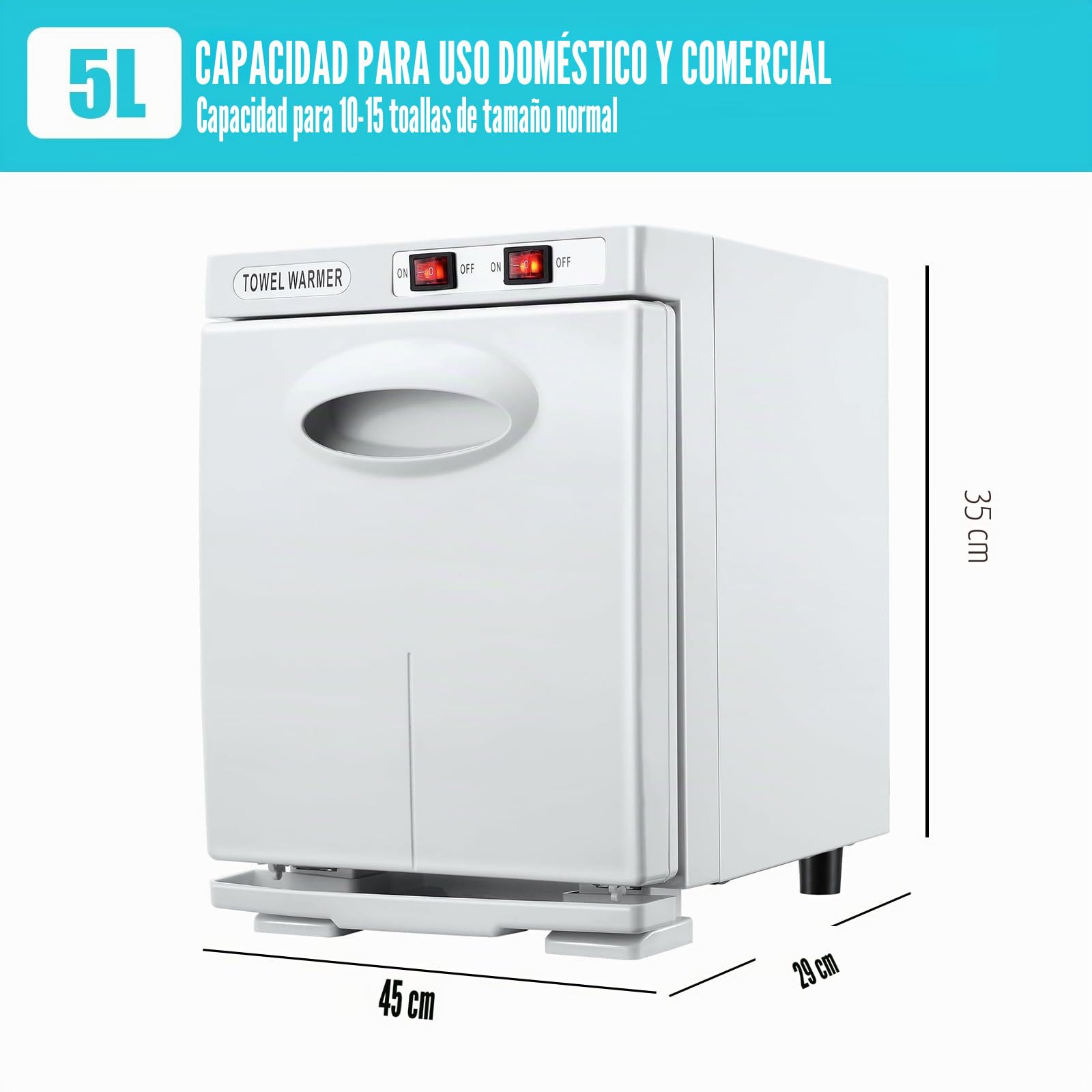 Eznaobo 5L Calentador y Esterilizador de Toallas, Esterilizador UV de 80°C, Función de Calentamiento 360°, Armario para Toallas Calientes para Belleza, Salón, Spa, Manicura (Blanco)