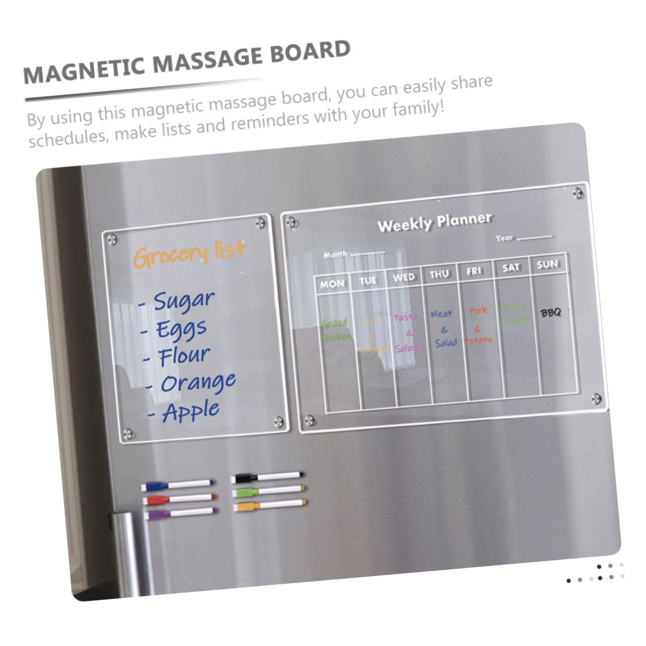 NUOBESTY Calendrier Magnétique 2025 Planificateur Frigo en Acrylique, Tableau Blanc Effaçable à Sec pour Réfrigérateur, Liste de Tâches et Rappels