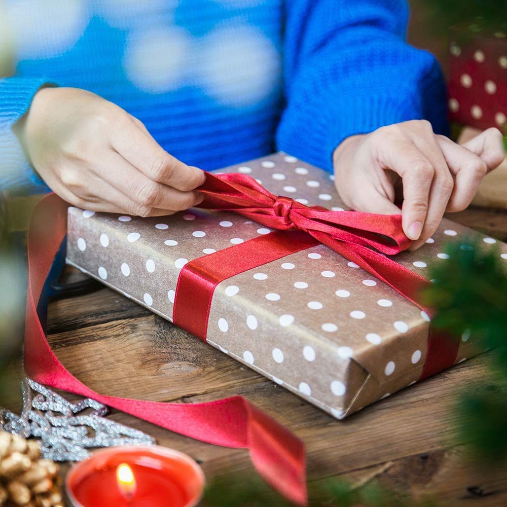 WedDecor Ruban Rose Pour Emballage Cadeau, Rouleau De Ruban Satiné Double Face En Polyester Pour Mariage, Noël, Nœud, Artisanat, Couture, Décoration De Gâteau D'anniversaire - 23 Mm X 25 M