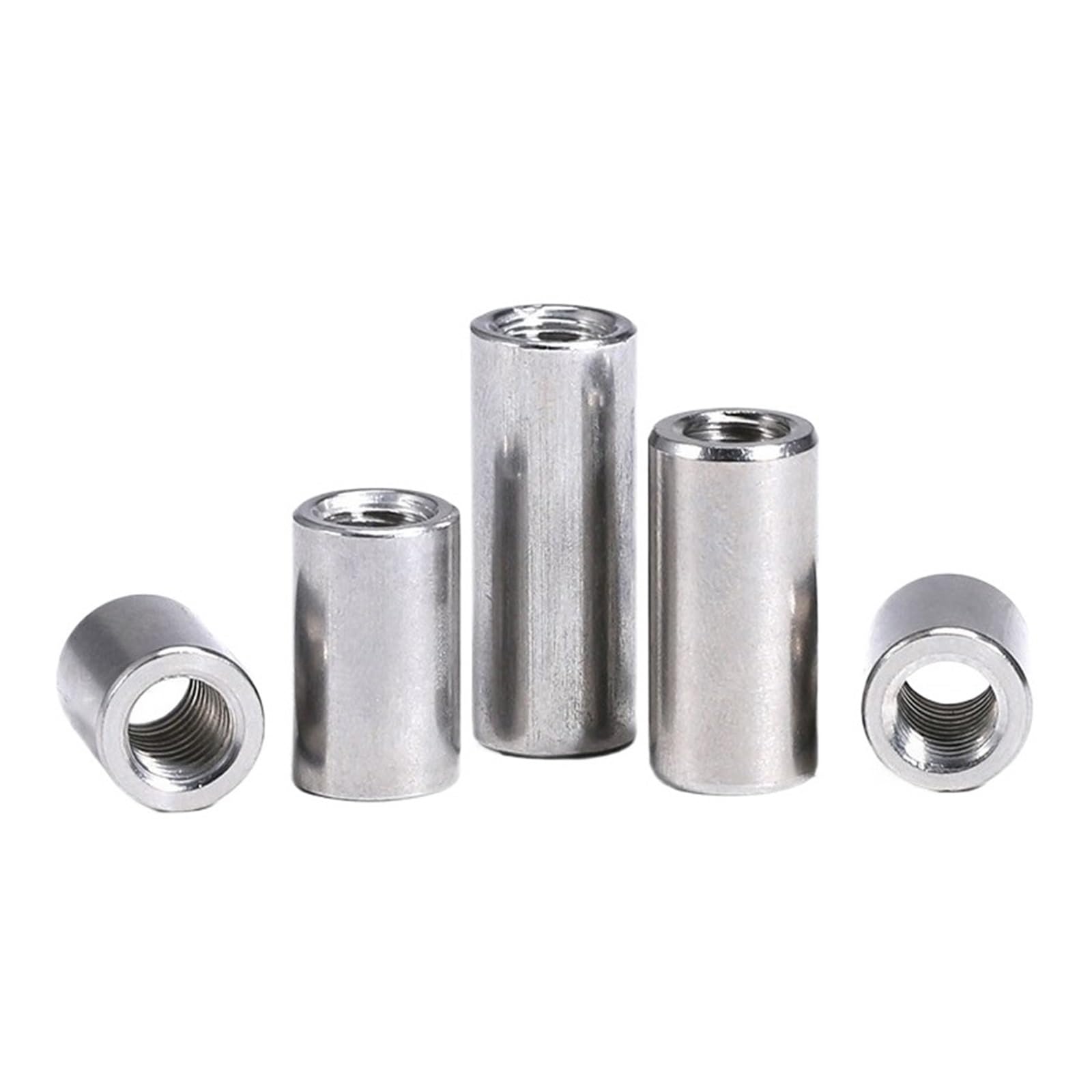 Dado esagonale, Dadi di accoppiamento rotondi in acciaio inossidabile 304 da M3 a M6, argento, misure multiple, confezione da 5/10/50 pezzi(10pcs,M6x10x15)