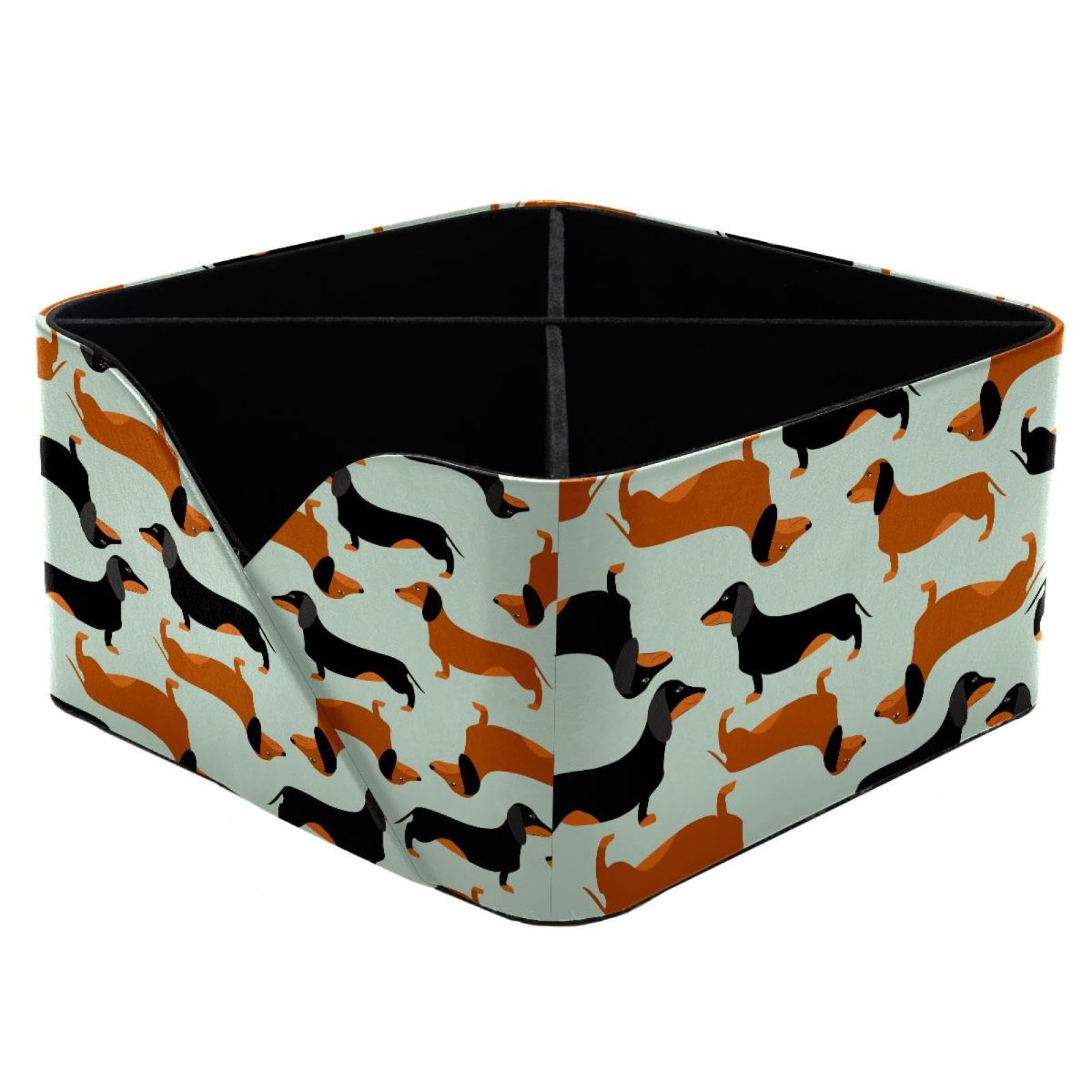 KengjuTesu Wiener Dachshund Dog Desktop Organizer Pen Holder, Rectangular Pencil Cup for Office, Study and Makeup Stations