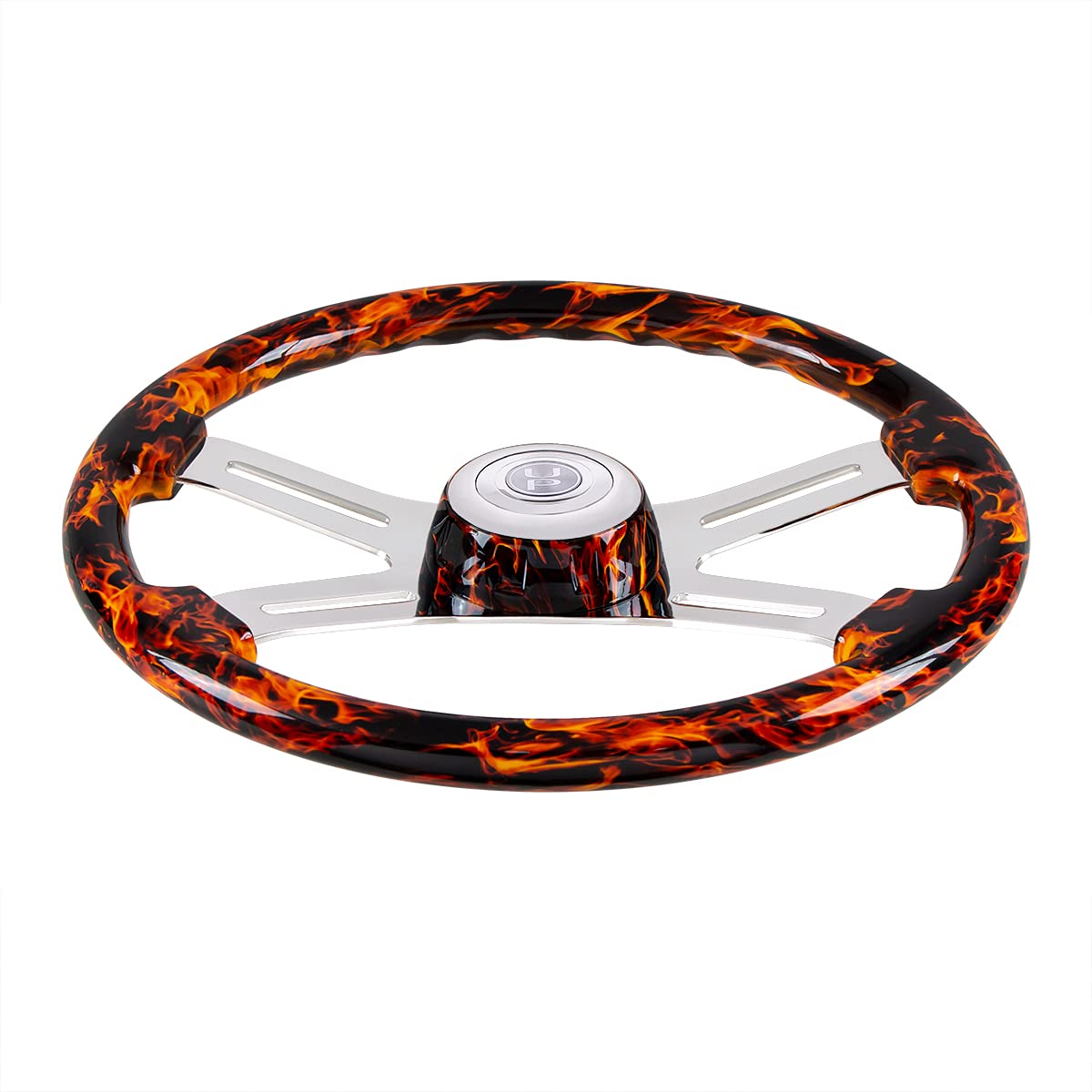 United Pacific 88309 18-inch Flame Steering Wheel With Matching Flame Bezel
