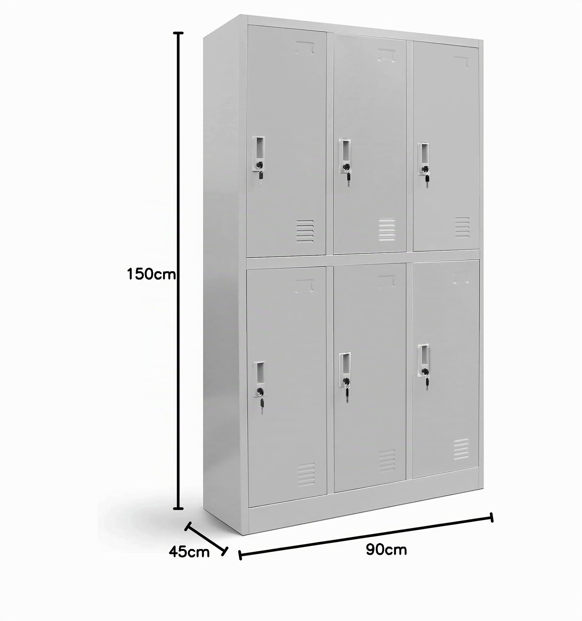 Jan Nowak Schließfachschrank Metall 6 Fächer Wertfachschrank 150x90x45 cm