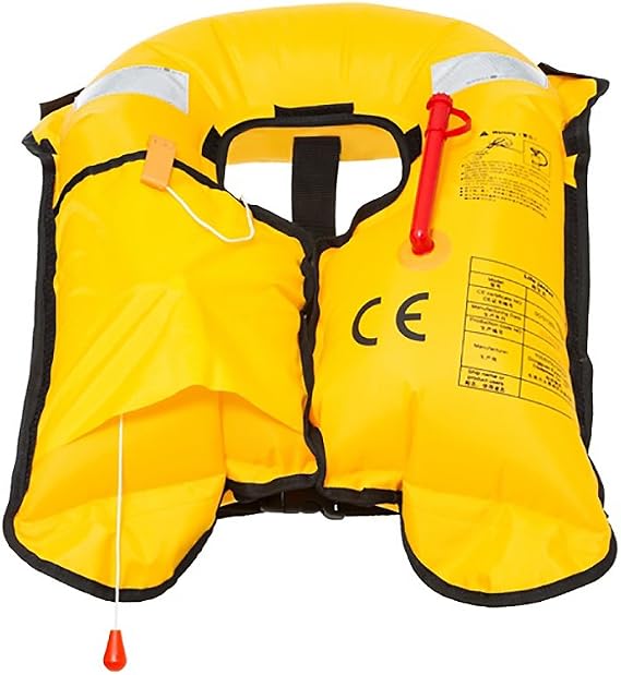 Top Safety Adult Life Jacket with Whistle - Manual Version Inflatable Lifejacket Life Vest Preserver PFD for Boating Fishing Sailing Kayaking Surfing Paddling Swimming - Adjustable Life Saving Vest