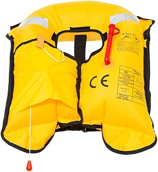 Top Safety Adult Life Jacket with Whistle - Manual Version Inflatable Lifejacket Life Vest Preserver PFD for Boating Fishing Sailing Kayaking Surfing Paddling Swimming - Adjustable Life Saving Vest