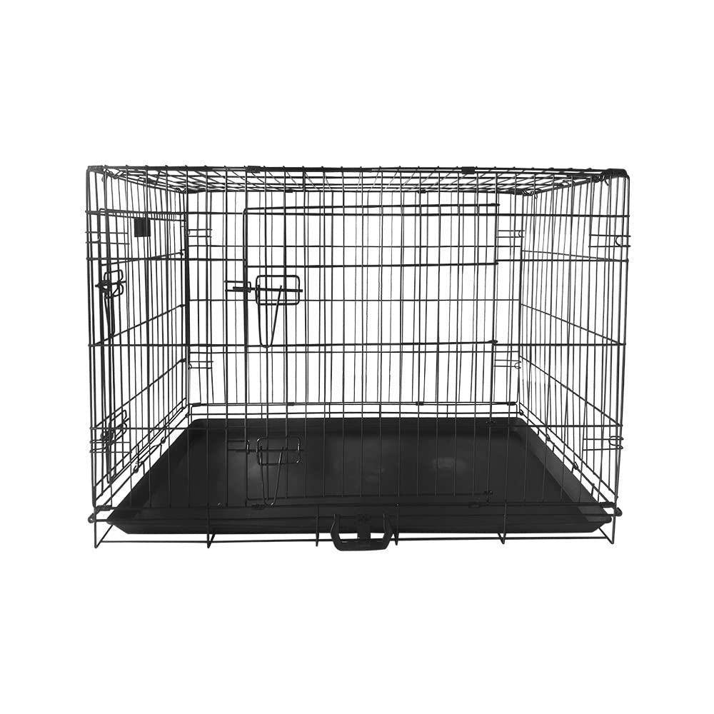 Dog Puppy Cage Large 36 inch Pet Folding 2 Door Crate Animal Carrier Metal Training Cage with Removable Base Tray