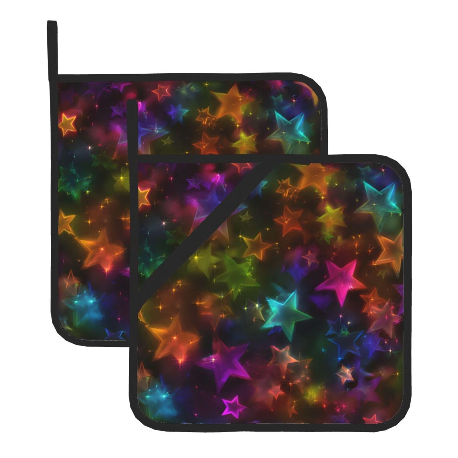 (Many Stars) Oven Hot Pads Set of 2 Heat Resistant Pot Holders for Kitchen Cooking Baking BBQ