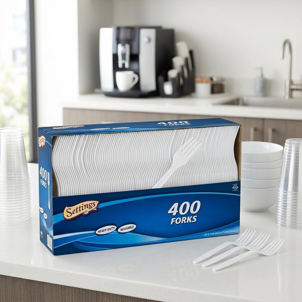 Heavy Duty Disposable White Forks - 400 Pack -9