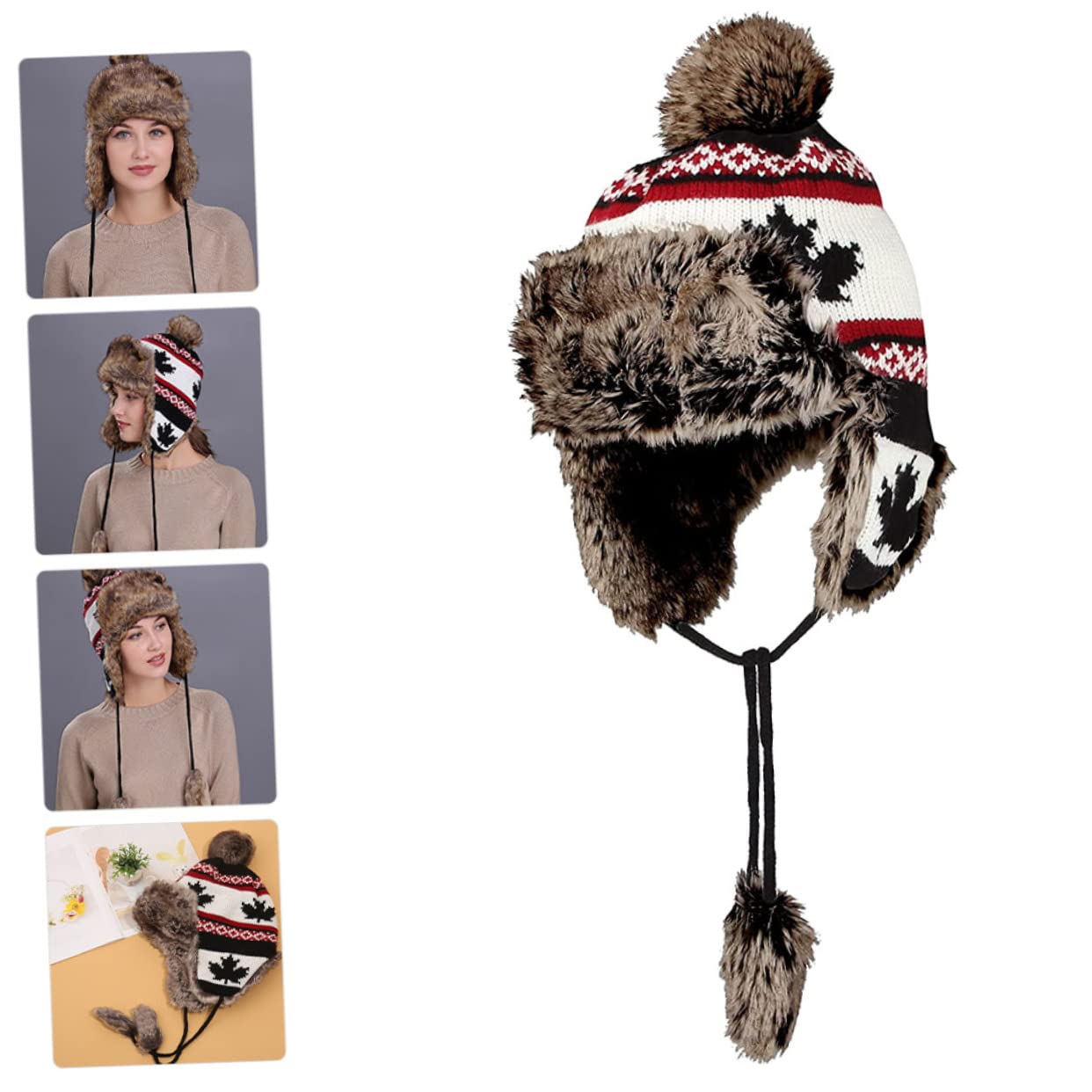 4 Piezas gorro de arce sombrero de mujer gorra con orejeras sombrero con orejeras gorro termico cálido caliente aire a prueba de viento lana