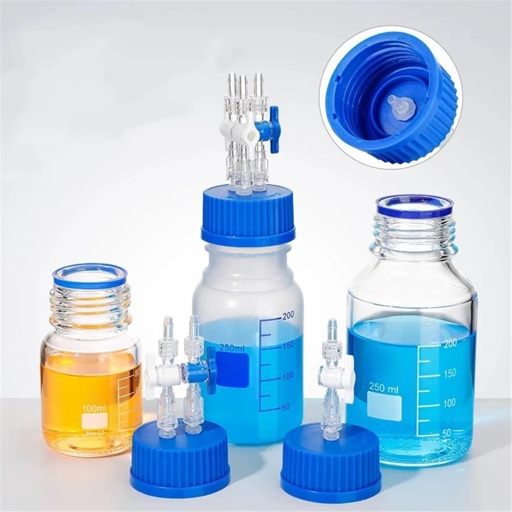 Szklana butelka z buforem ciśnieniowym, butelka do pobierania próbek z zaworem przełączającym, 100-1000 ml, korek do butelki GL45 (100 ML-2mouth)
