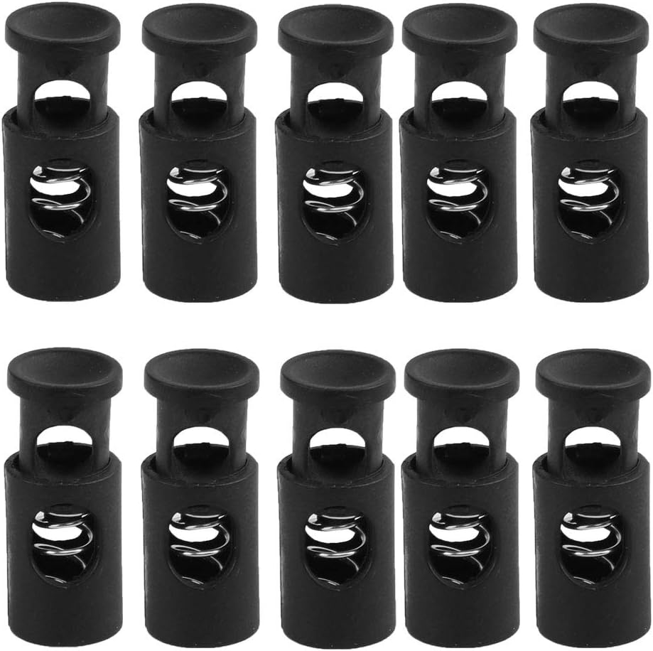 sourcing map Tent Drawstring Shoelaces Cord Locks 7mm Diameter Hole 10 PCS Black