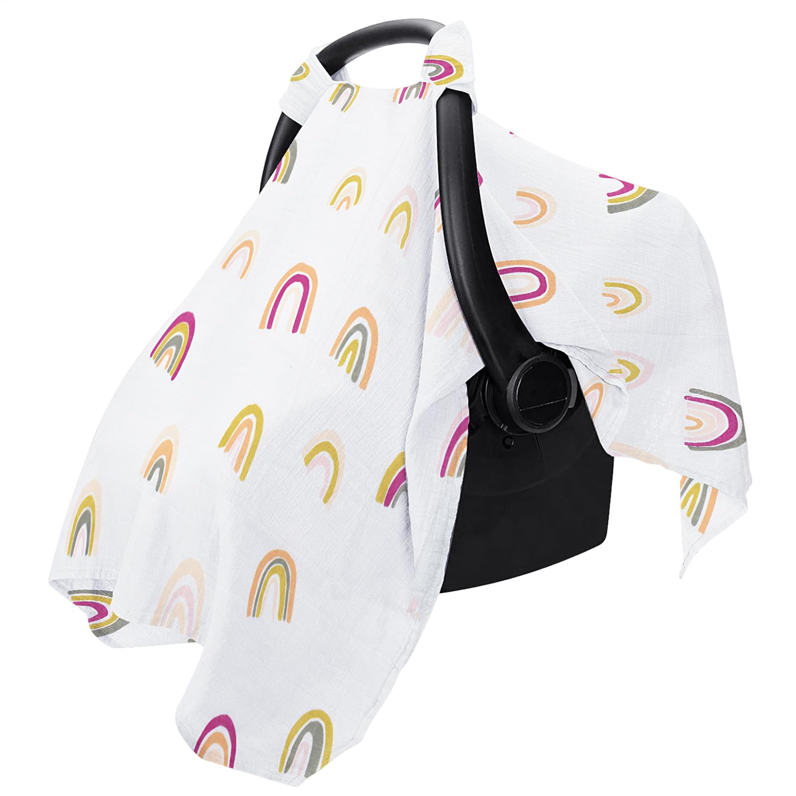 Baby Stroller Sun Shade - Carseat Canopy, Lightweight Carrier Cover | Soft Muslin Cotton Car Seat Cover for Boys & Girls, Dinosaur & Flower Print, Universall Fit for Strollers, Summer Travel