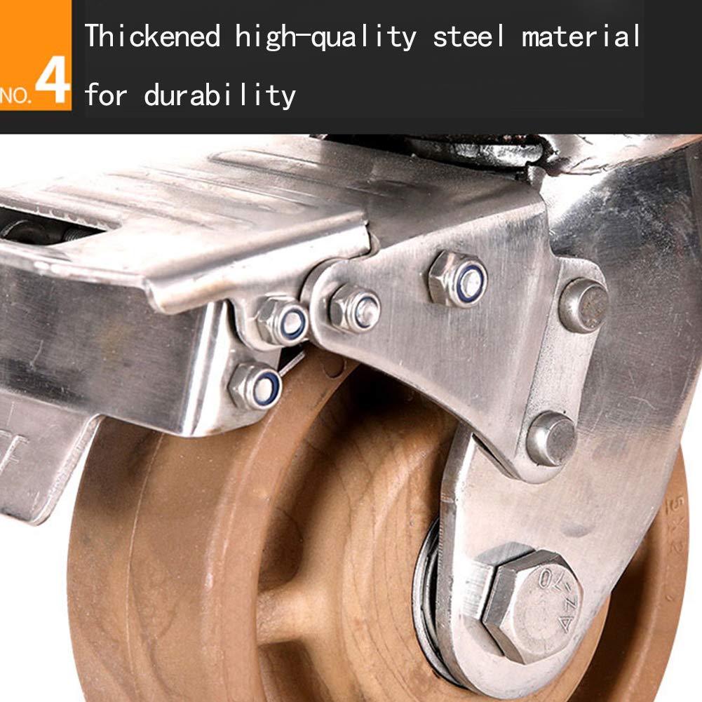 wheel Rueda de Nylon Universal Resistente a Altas temperaturas de Acero Inoxidable, Carga de una Sola Rueda 250 kg, 1 Paquete 4