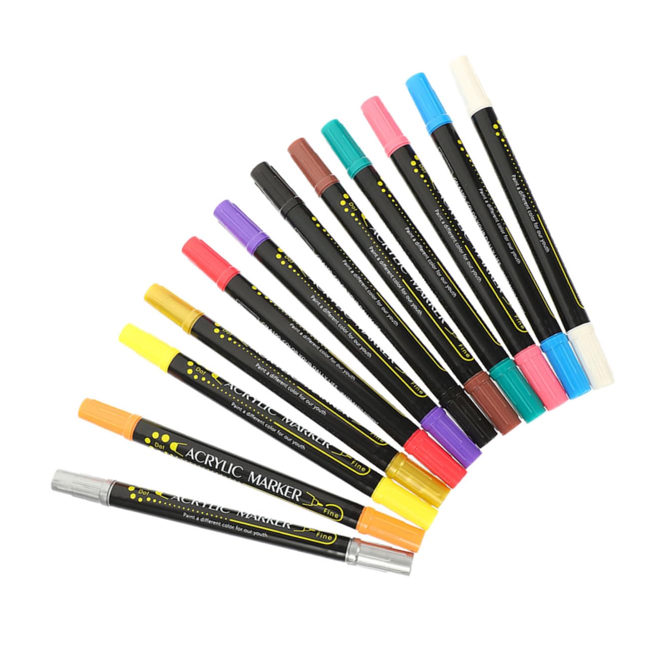 Artibetter 12 Pennarelli Acrilici a Doppia Punta in Plastica, Punta Flessibile e Scrittura Fluida per Coloring e Planners, 12 Pezzi
