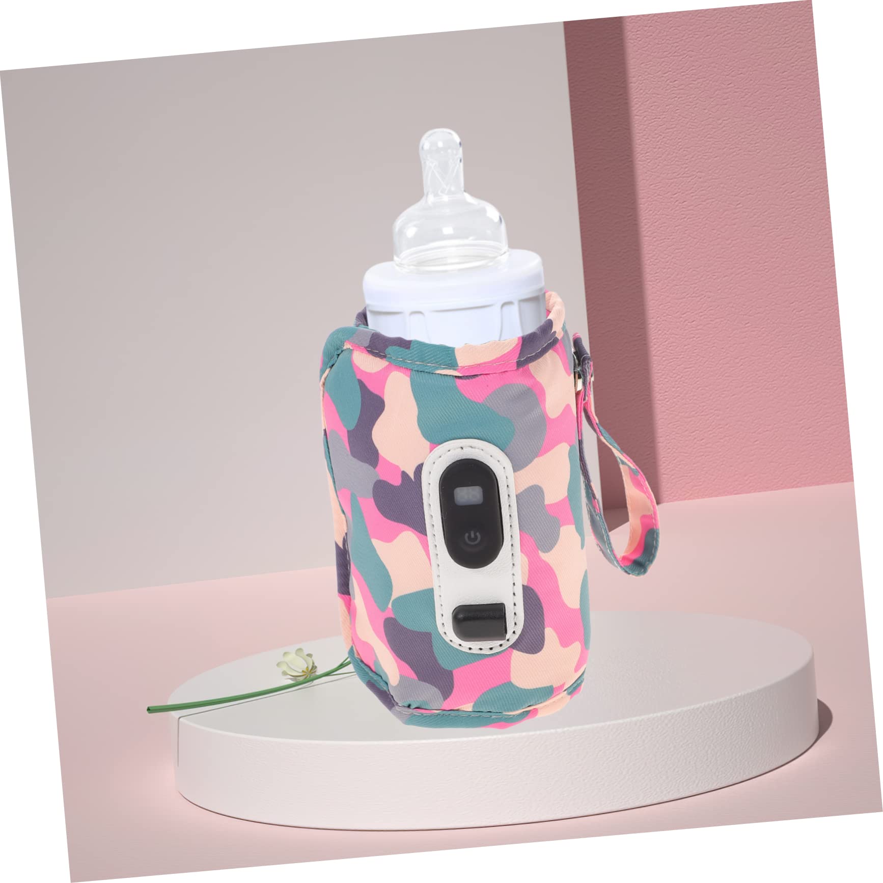 VICASKY 3pièces Chauffe-biberon Portable Avec Affichage Numérique Étui Isolant Pour Voyage Extérieur Adapté Aux Bouteilles De Lait Pour Bébés Design Camouflage Cinq Niveaux De