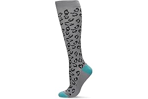 Lily Trotters Women's 15-20 mmHg Leopard Nylon Compression Socks (Gray, 9-11)