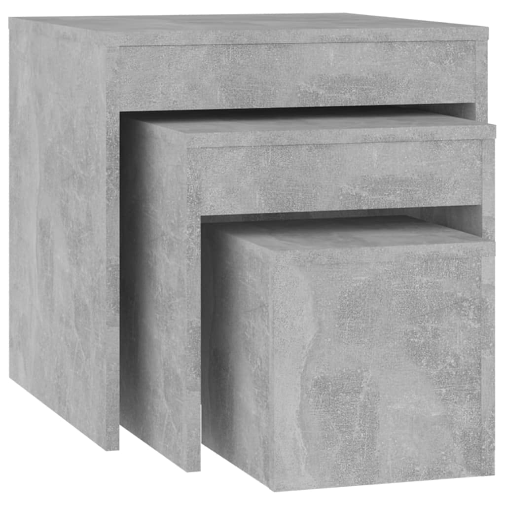 vidaXL Nesting Tables 3 pcs - Versatile and Compact Space-Saving Design - Modern Style Rectangular Tables in Concrete Grey Engineered Wood - Ideal for Living Room or Bedroom — image 1
