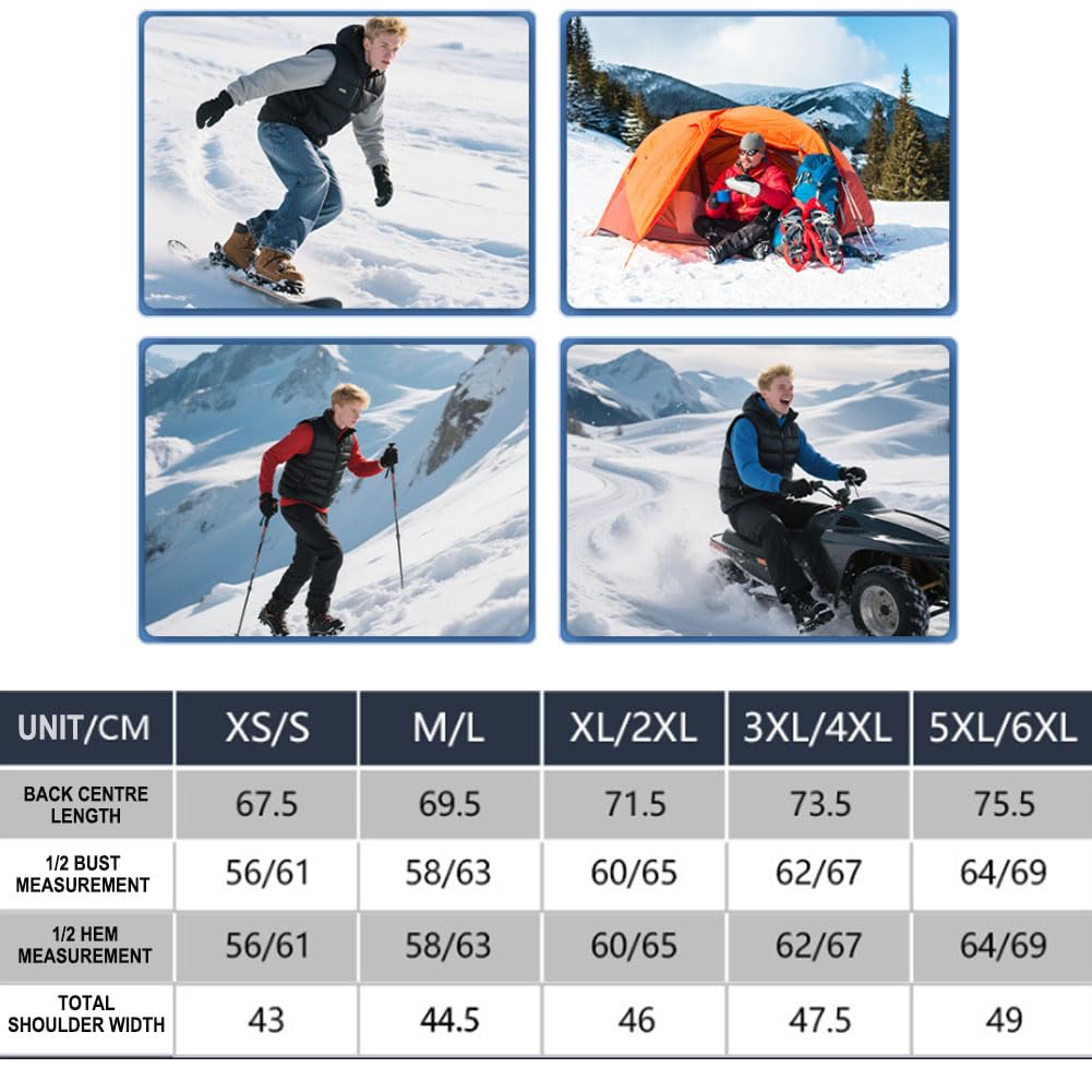 Gilet Riscaldato Leggero Uomo, Gilet Riscaldato con Regolazione Temperatura e Porta USB Riscaldamento Intelligente 15 Zone Lavabile in Macchina XS/S