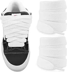 Cadarços Fat para Vans Knu Skool Classic Skate Shoes, 5/20.3 cm (15 mm) Largo Algodão Grosso Grande Atacadores de Substituição