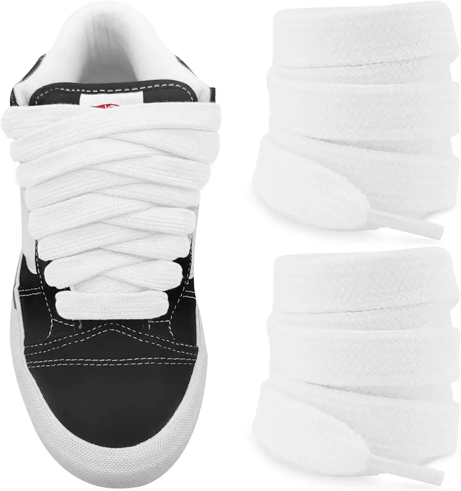 Cadarços Fat para Vans Knu Skool Classic Skate Shoes, 5/20.3 cm (15 mm) Largo Algodão Grosso Grande Atacadores de Substituição