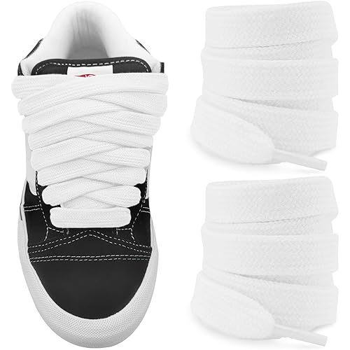 Fat Shoelaces for Vans Knu Skool Classic Skate Shoes, 5/8"(15mm) Wide Cotton Chunky Big Thick Replacement Laces