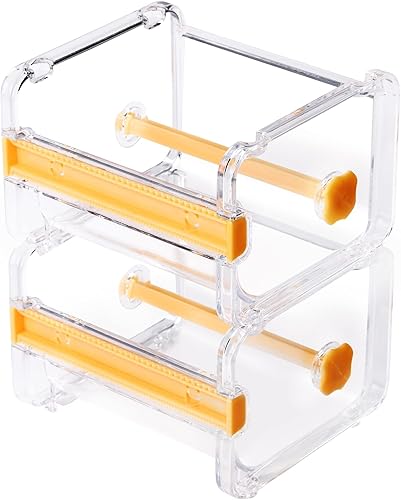 Miniatura 7 de molshine Paquete de 2 dispensadores de almacenamiento de cinta adhesiva transparente para escritorio, cortador de cinta, soporte de rollo de cinta
