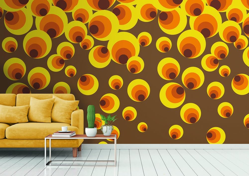 Livingwalls Non-Woven Wallpaper, Retro Wallpaper in Orange, Brown and Yellow, Wall Wallpaper for Various Rooms, XXL Wall Picture, 2.80 m x 1.59 m