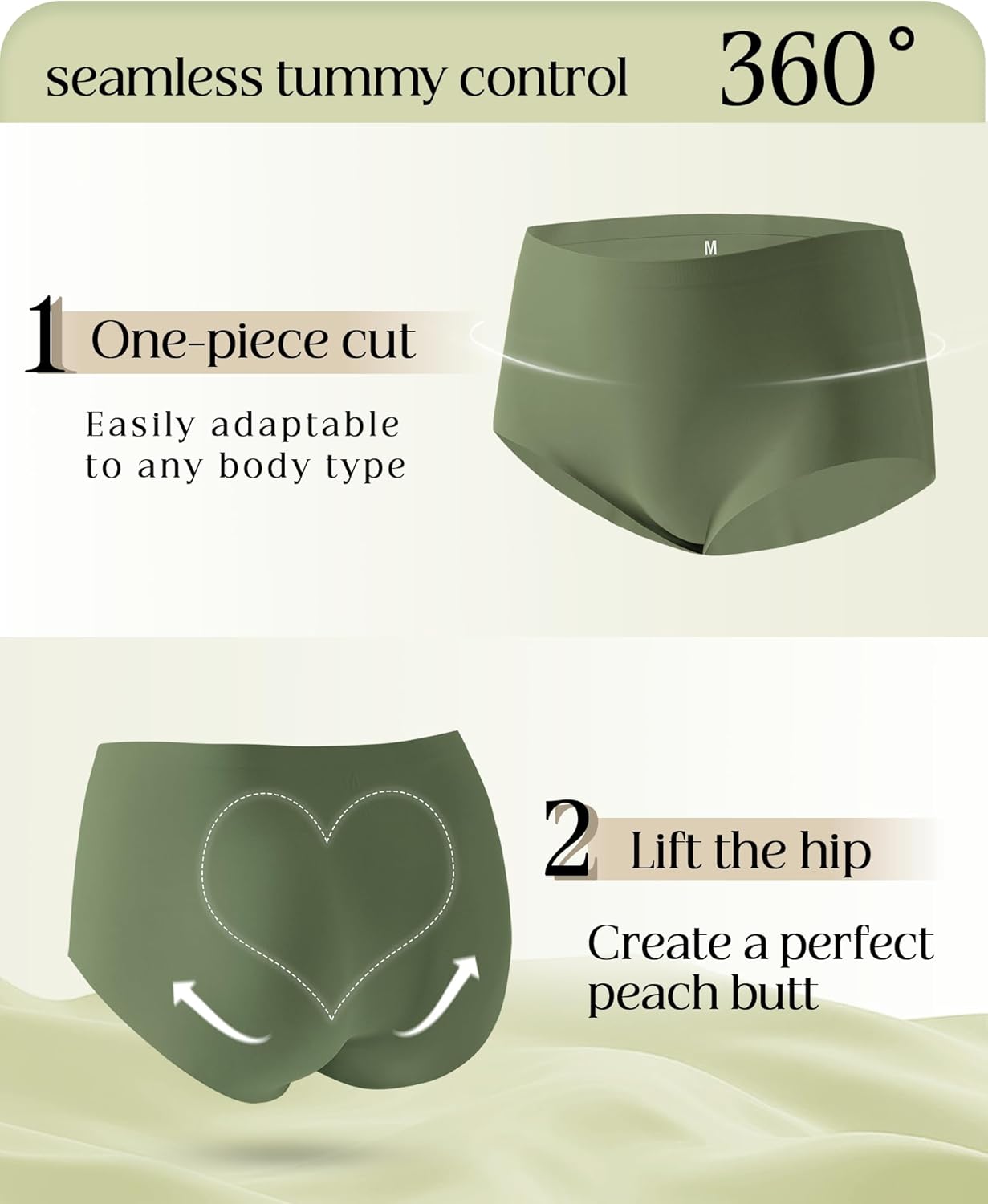 LEVAO Seamless Underwear for Women High Waisted Full Coverage No-Show Stretch Briefs 5 Packs - Image 3