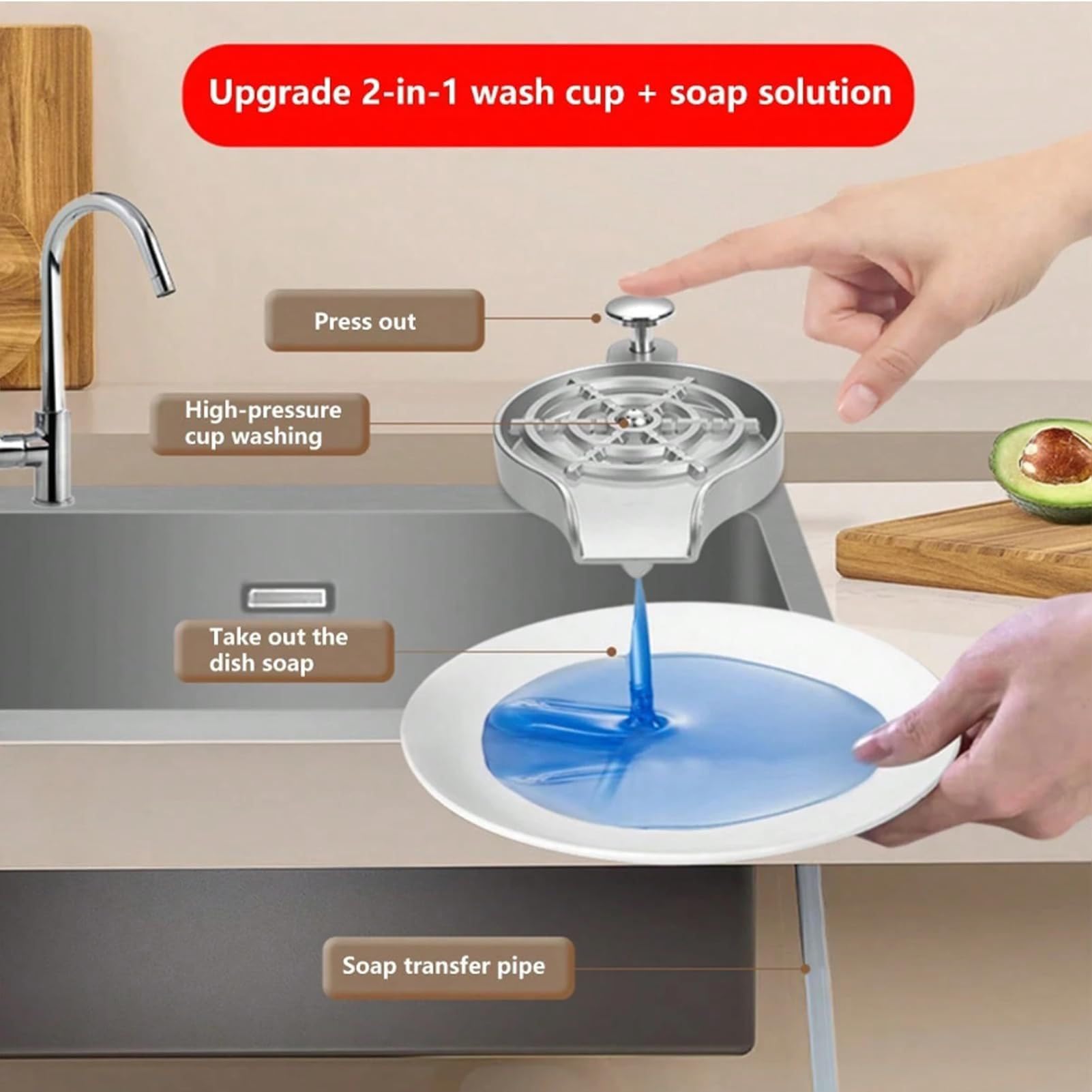 Dispositivo Enjuagador De Copas Accesorios De Cocina De Acero Inoxidable De | Accesorio de Enjuagador de Vasos para Fregadero Para Hogar Residencia Hotel Restaurante Apartamento Negoc