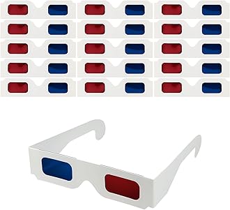 QIANCAIWANG 3D Paper Glasses for Movies and TV - Blue and Red Anaglyph Cardboard Glasses for Films