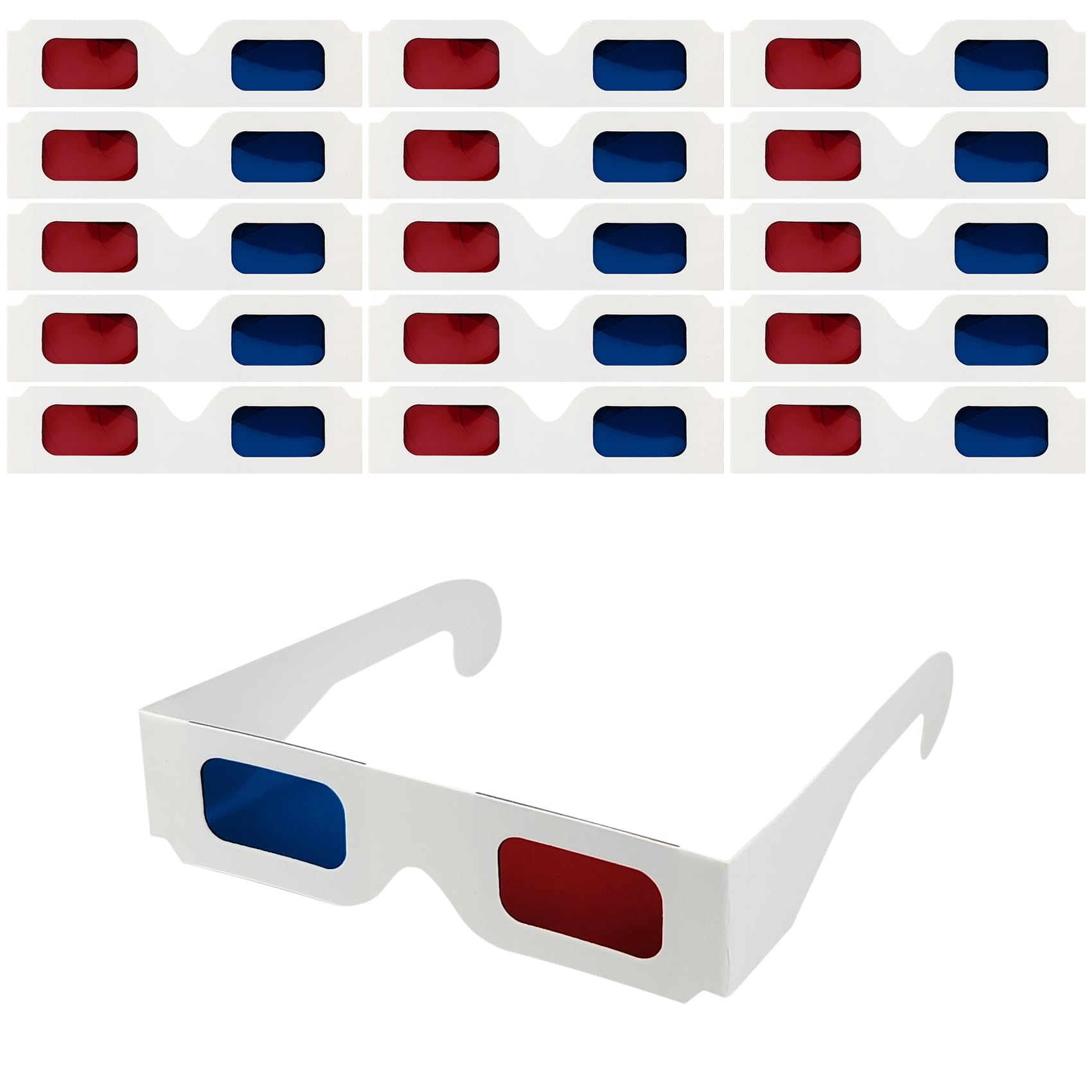 3D Paper Glasses for Movies and TV - Blue and Red Anaglyph Cardboard Glasses for Films