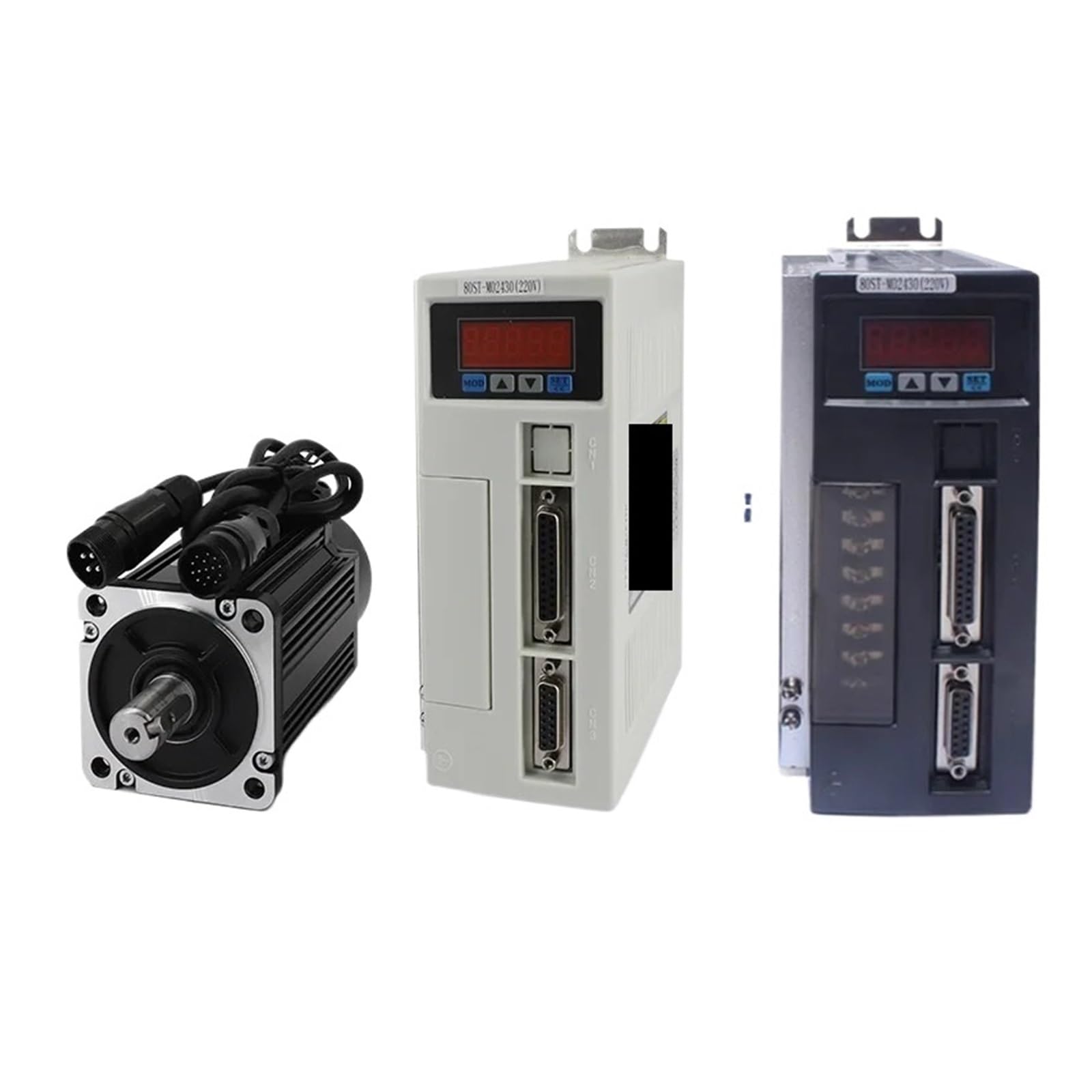 MUYTQAERG Servo Motor 80ST-M02430 220V 750W AC 2.39N.M. 3000RPM 0.75KW servomotor Single-Phase ac Drive Permanent Magnet Matched Driver(White without brake)