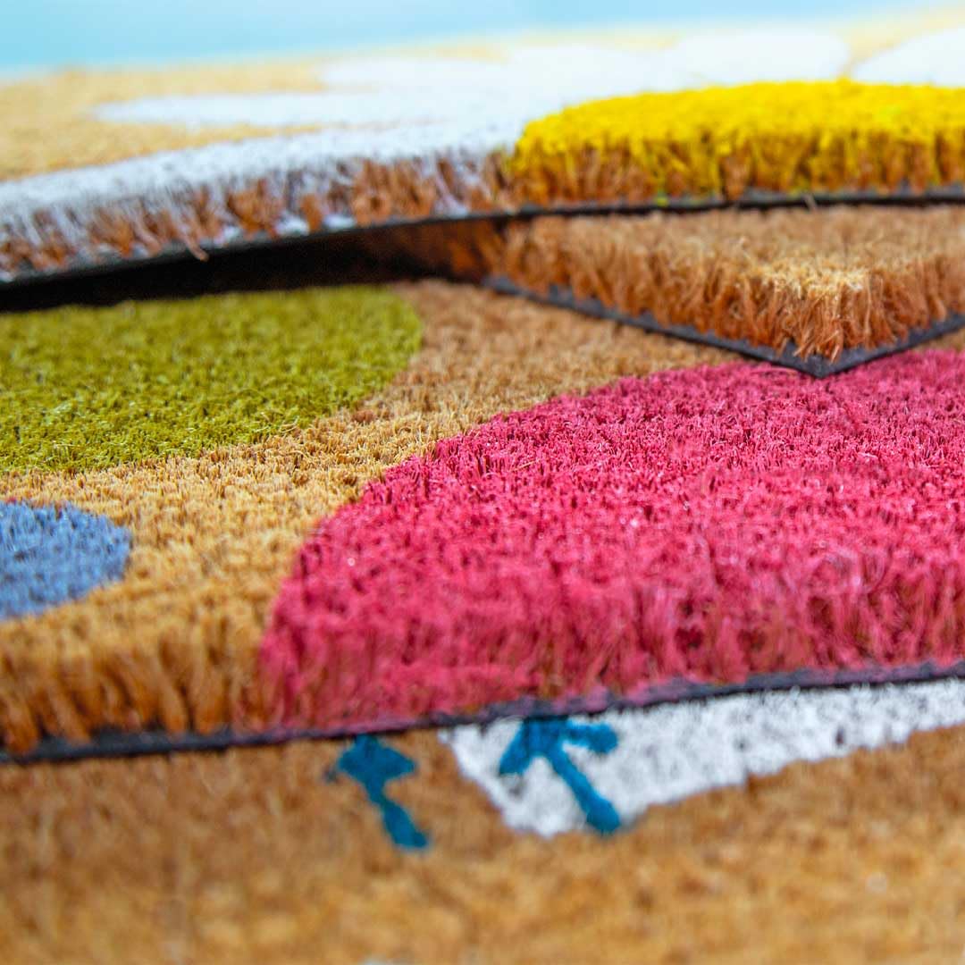 Zerbino Ingresso In Fibra Di Cocco Naturale - Design Fantasy 30x50 Cm Con Stampa Colorata | Antiscivolo | Per Interno Ed Esterno - Foto 3