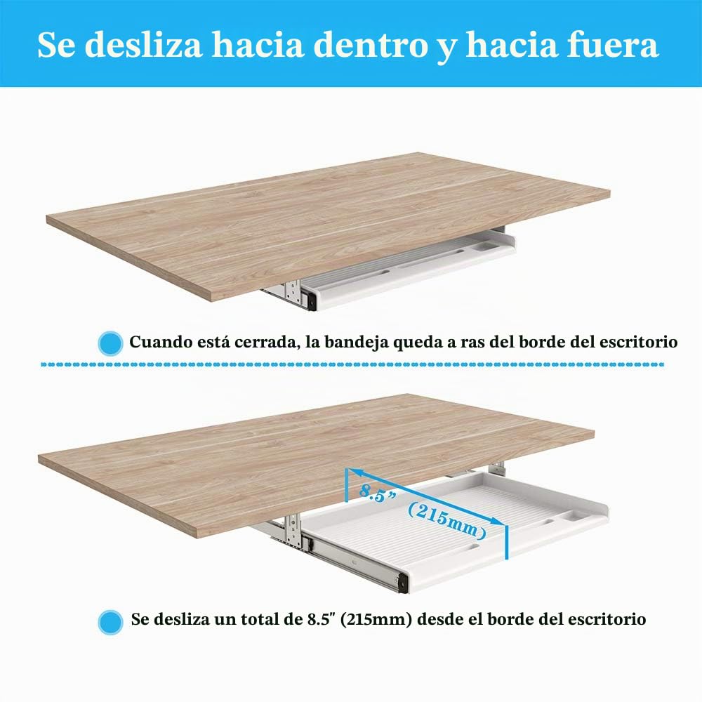 FRMSAET Soporte para Suministros de Oficina Accesorios para Muebles Teclado de computadora Organizador para cajones Bandeja Multiusos Debajo del Escritorio. (Grande, Blanco)