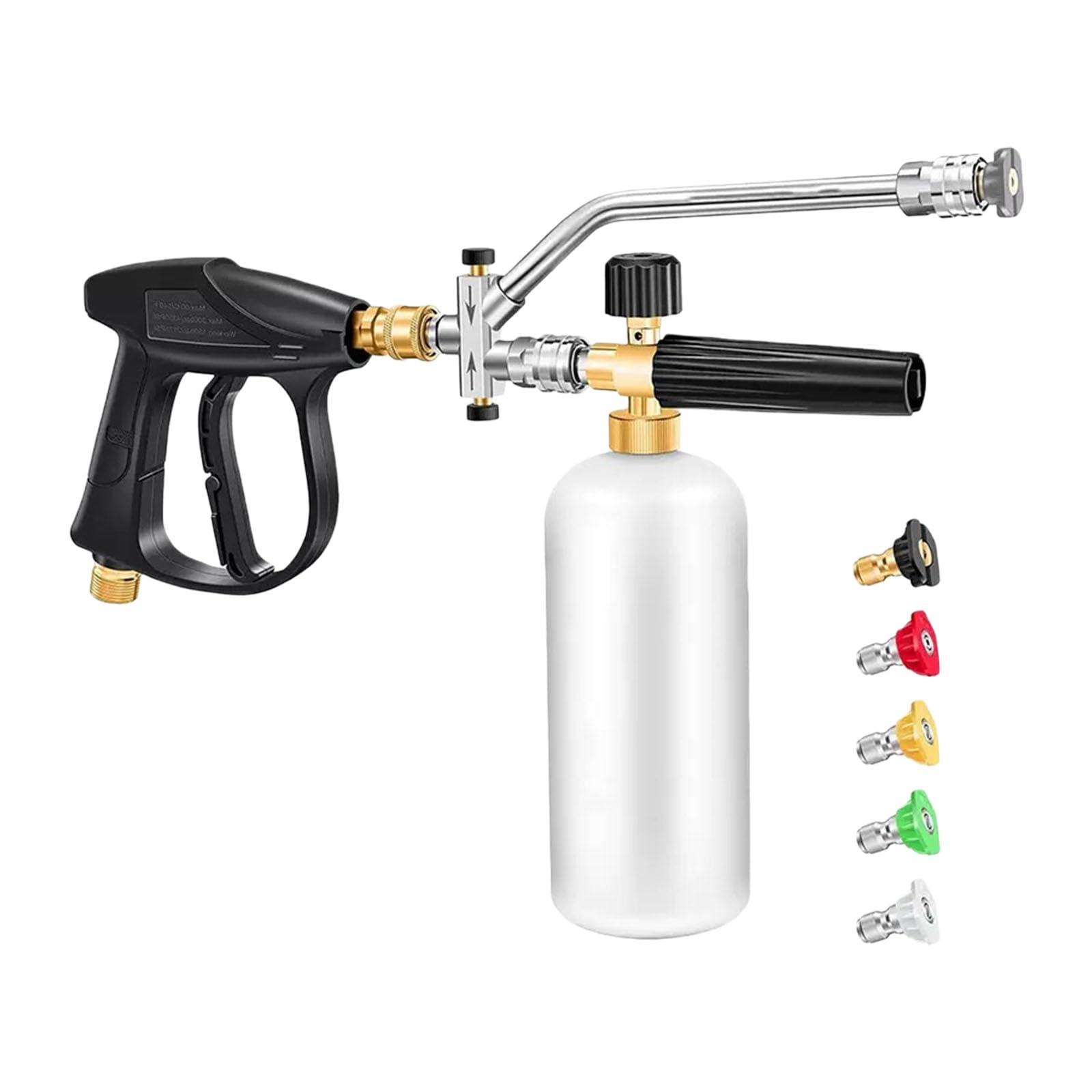 Limpiador de alta presión profesional con adaptador de espuma, doble 1/4 pulgadas, 5 boquillas para coche, accesorios de limpieza de coche, agua de espuma ajustable
