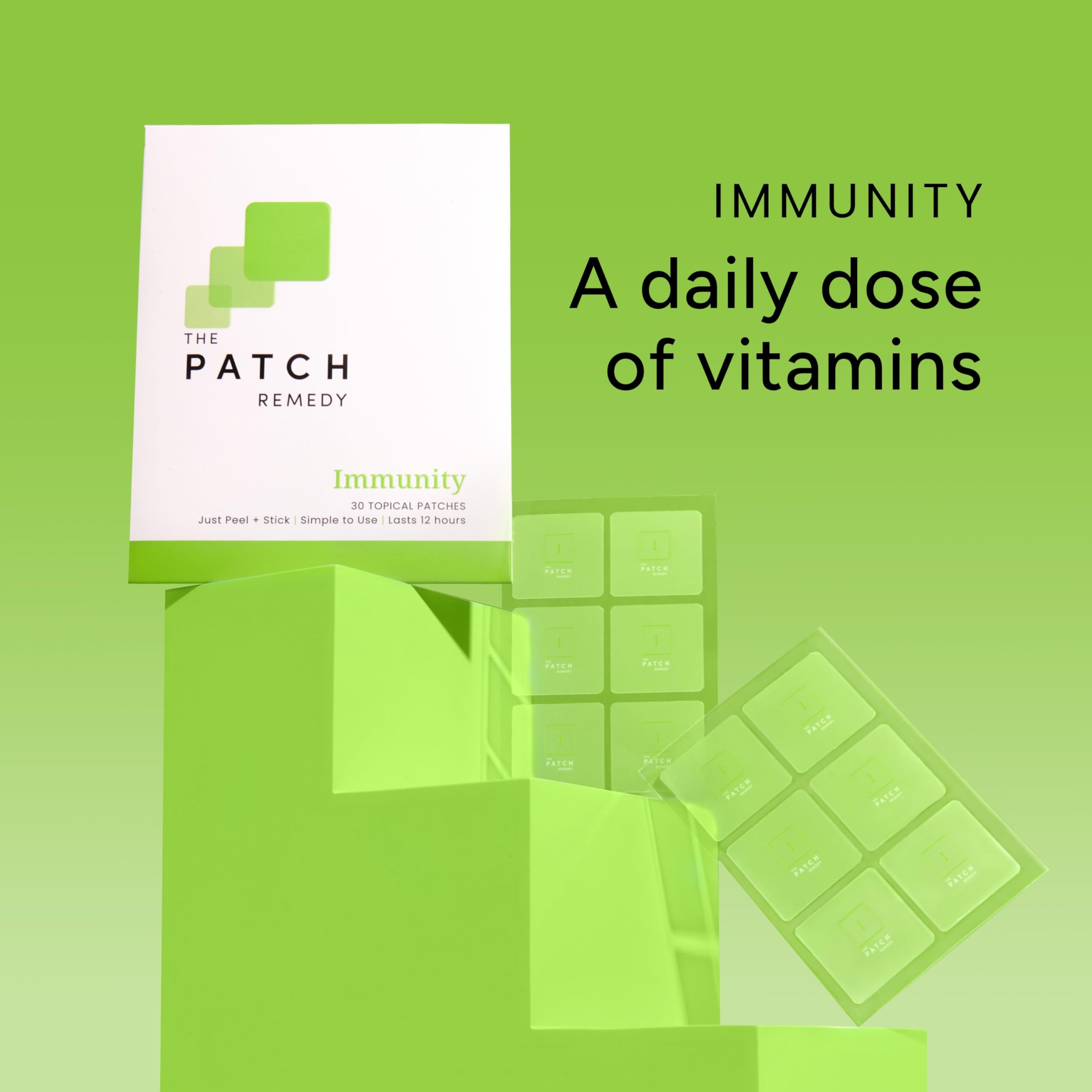 The Patch Remedy Immunity Patches - 30 Topical Immune Patches Containing Vitamin C, Zinc, Echinacea Extract & Ginkgo Biloba, Lasts 24 Hours
