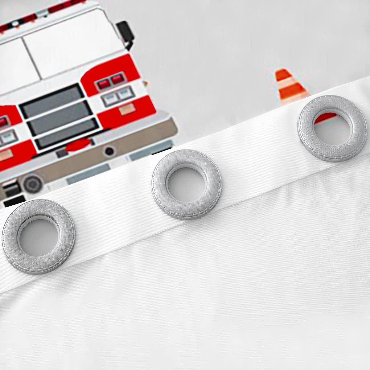 Loussiesd Kinder Feuerwehrmann Fenstervorhang 175x140cm Jungen Feuerwehr Feuerwehrmann Blickdichte Vorhänge Rotes Feuerwehrauto Fahrzeug Muster Vorhänge für Mädchen Schlafzimmer Dekor