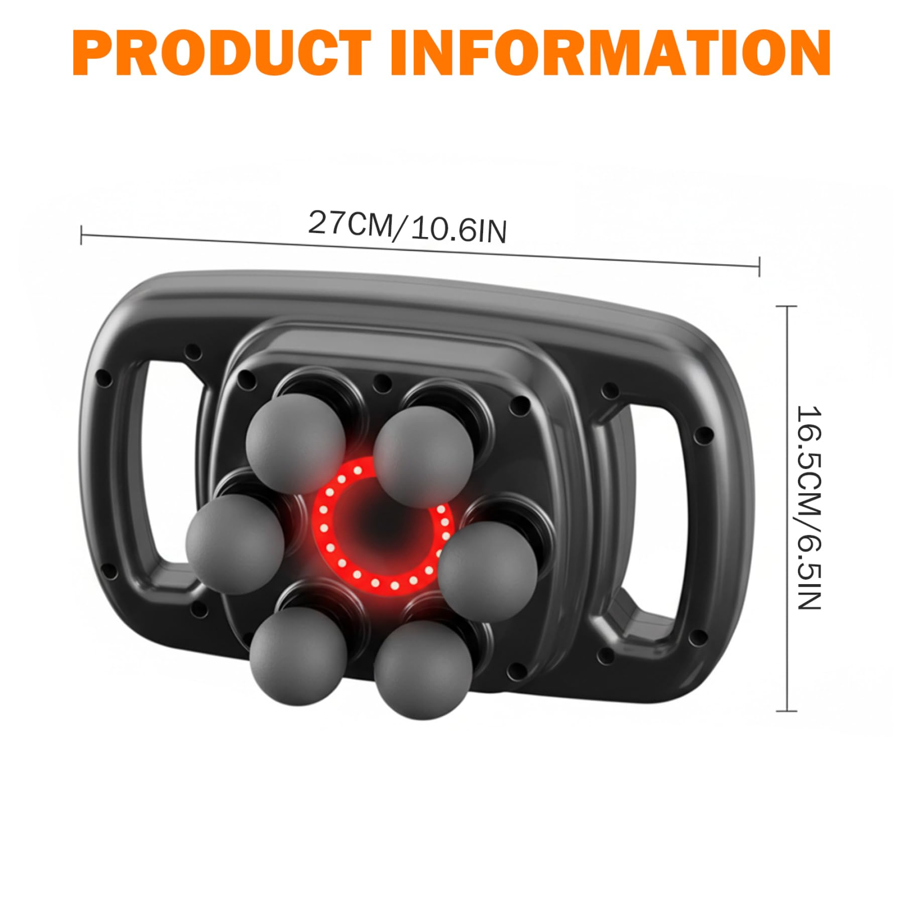 Pistola de masaje multicabezal, pistola de masaje de percusión de 6 cabezales con luz roja para relajación muscular, masajeador corporal eléctrico para espalda, cuello, piernas multicabezal