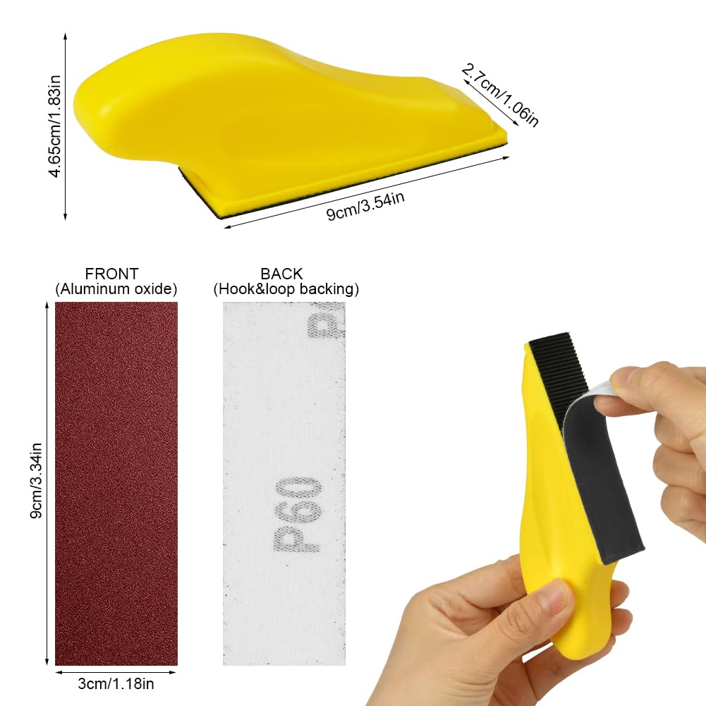 URAQT Juego de Papel de Lija Húmedo y Seco, 130 Piezas Papel de Lija Grueso a Fino Grano de 40-1000, 1 Microlijadora Manual para Pulir Coches Metal Madera Muebles, 30 x 90mm