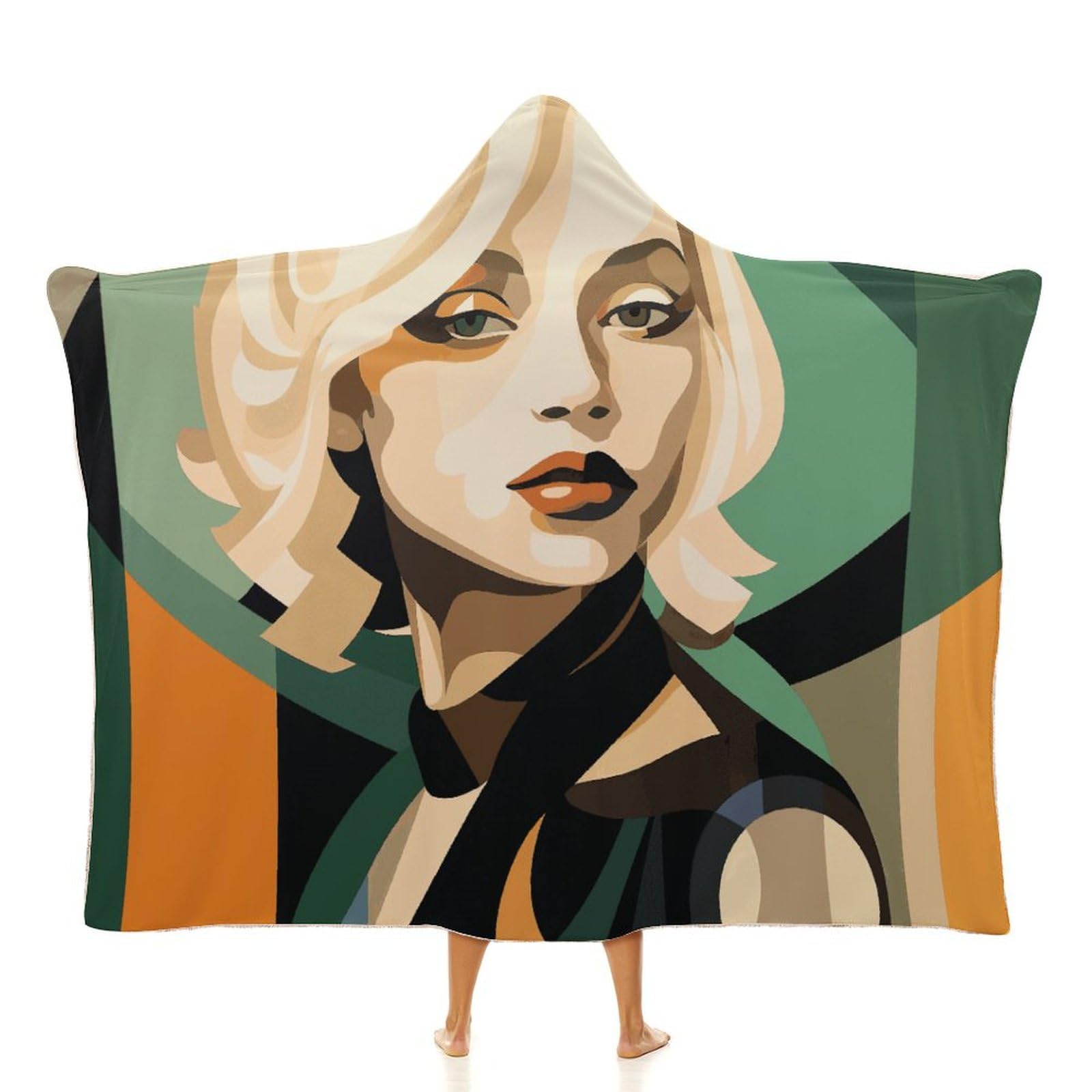 Couverture à capuche portable blanche en peluche colorée pour homme et femme 127x152 cm