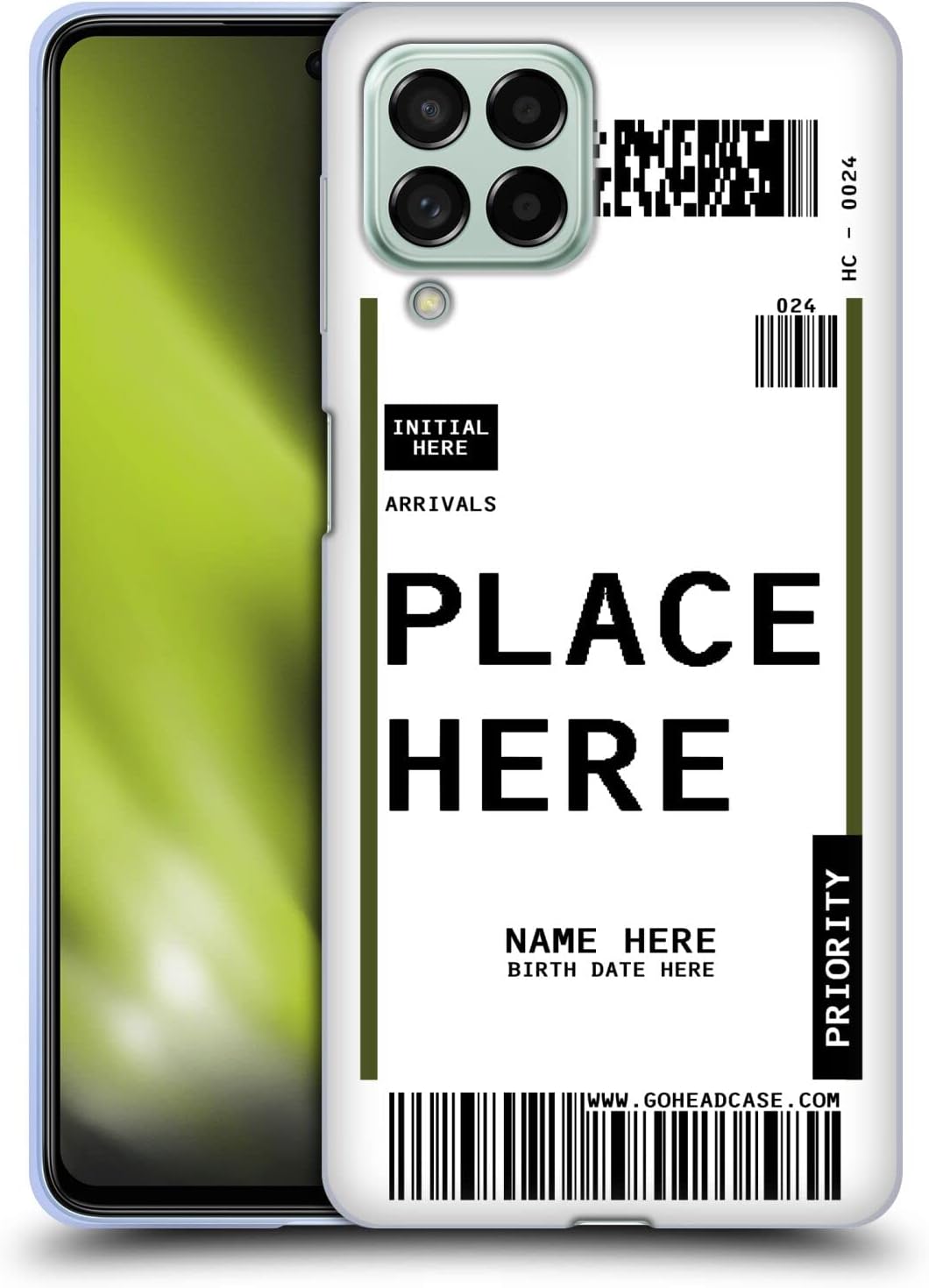 Custom Customized Personalized Luggage Tags Army Green Soft Gel Case Compatible with Samsung Galaxy M53 (2022)