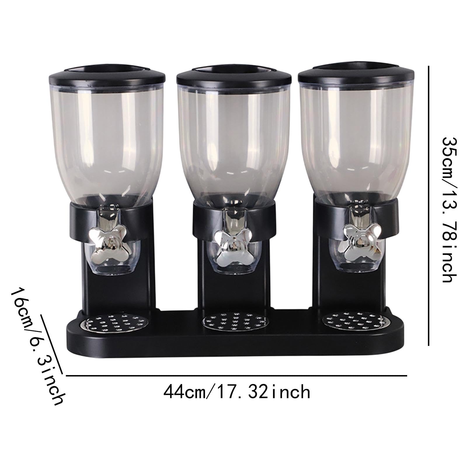 Generic Cereal Dispenser Contenitore per Dispenser Cereali Scatola Organizza Snack Porta Riso Distributore Alimenti Secchi con Funzione Controllo Porzioni in, Tre Tazza di Nero