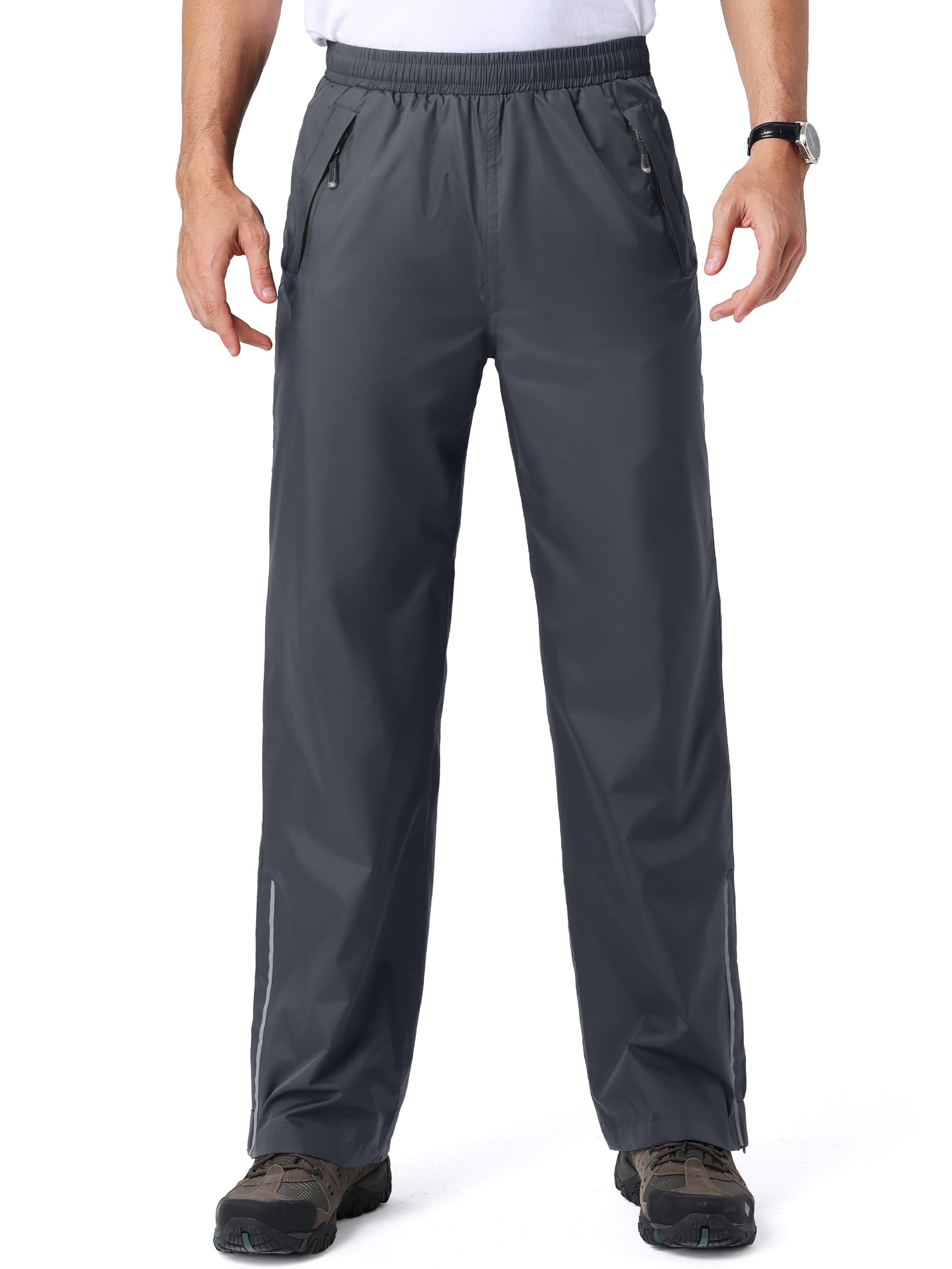 yanpipeMens Rain Pants Lightweight Waterproof Reflective,Windproof Breathable for Golf Hiking Cycling Outdoor Fishing